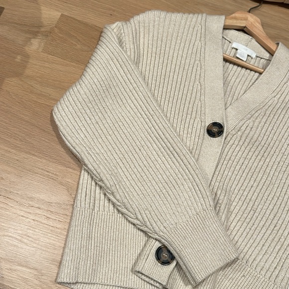 Cream Ribbed Button-Up Cardigan - Picture 5 of 7